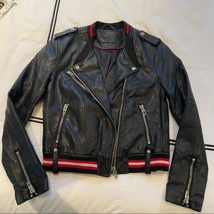 Blank NYC Faux Leather Jacket with Red Racing Stripe Accent